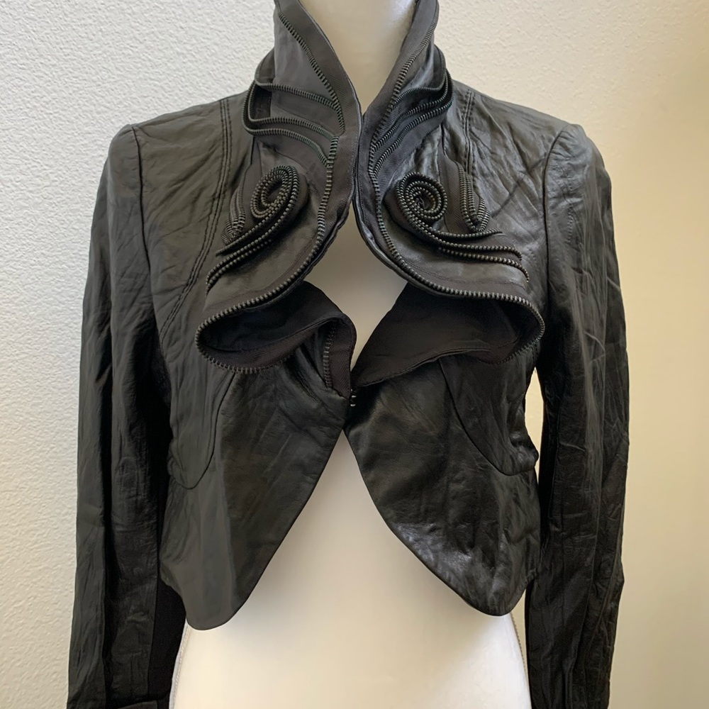 SOLD - BCBG Max Azria Crop Leather Jacket M